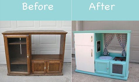 Turn an Old Cabinet Into a Kid’s Kitchen