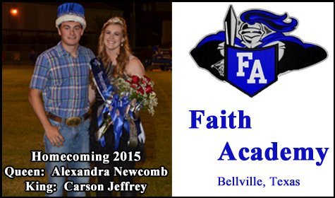 Faith Academy 2015 Homecoming King and Queen