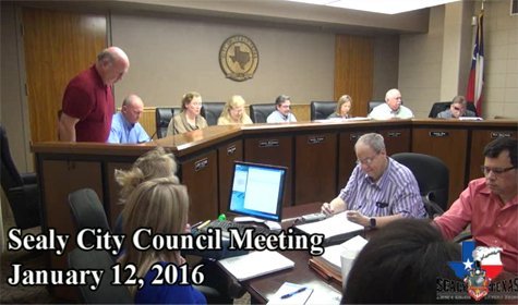 Sealy City Council – January 12, 2016 [VIDEO]