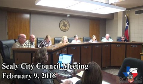 Sealy City Council – February 9, 2016 [VIDEO]